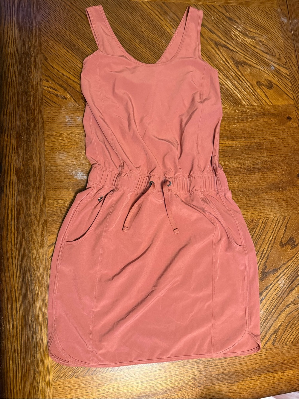 Patagonia Coral Pink Sleeveless Drawstring Mini Dress